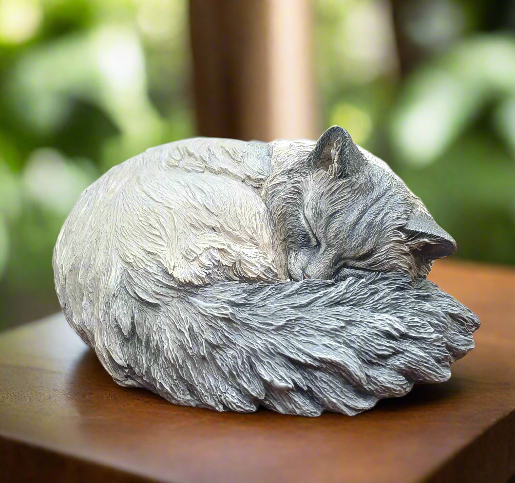 Longhaired Cat Sculpture Urn