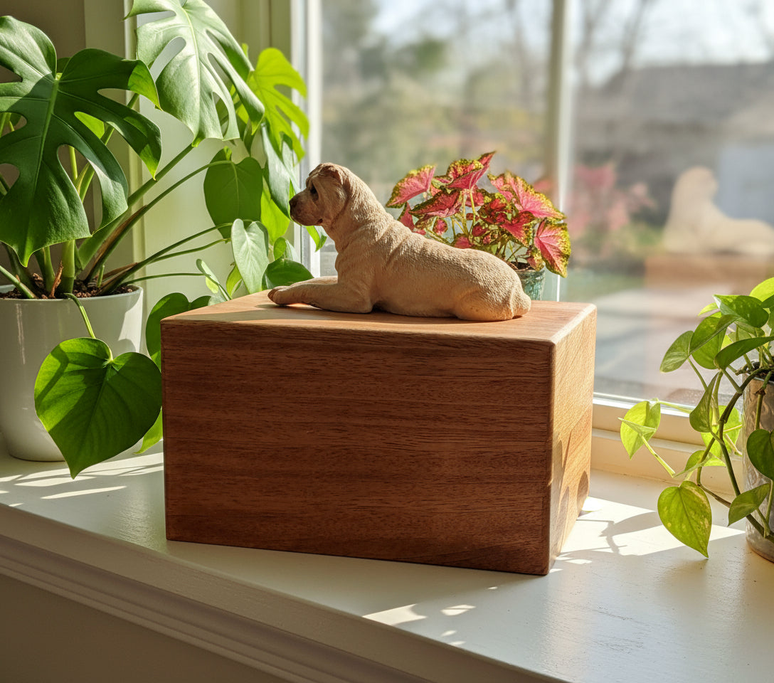 Shar-Pei Dog Wooden Pet Cremation Urn For Pet Ashes