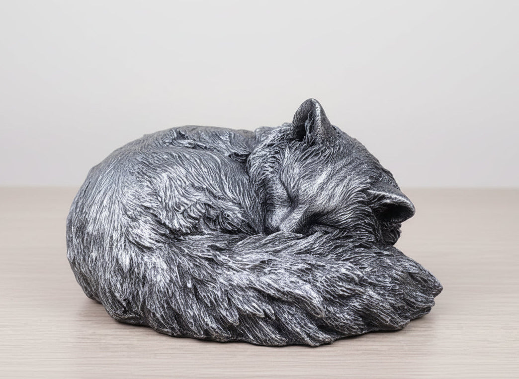 Longhaired Cat Sculpture Urn