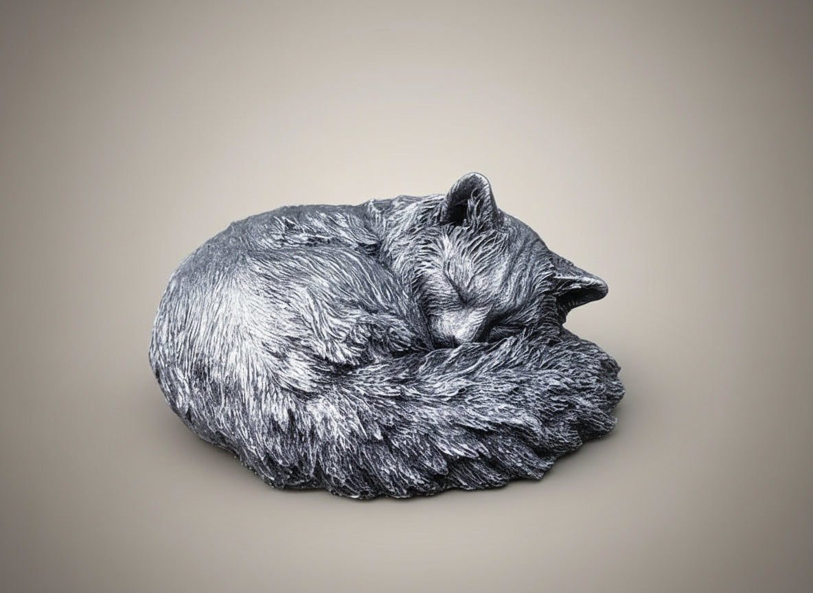 Longhaired Cat Sculpture Urn