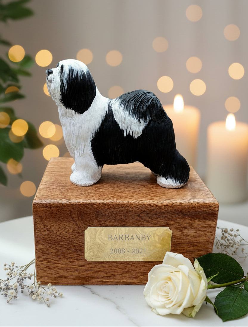 Cremation urn on a table