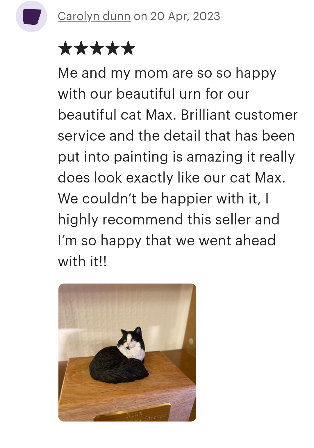 Longhaired Cat Cremation Urn for Pet Ashes