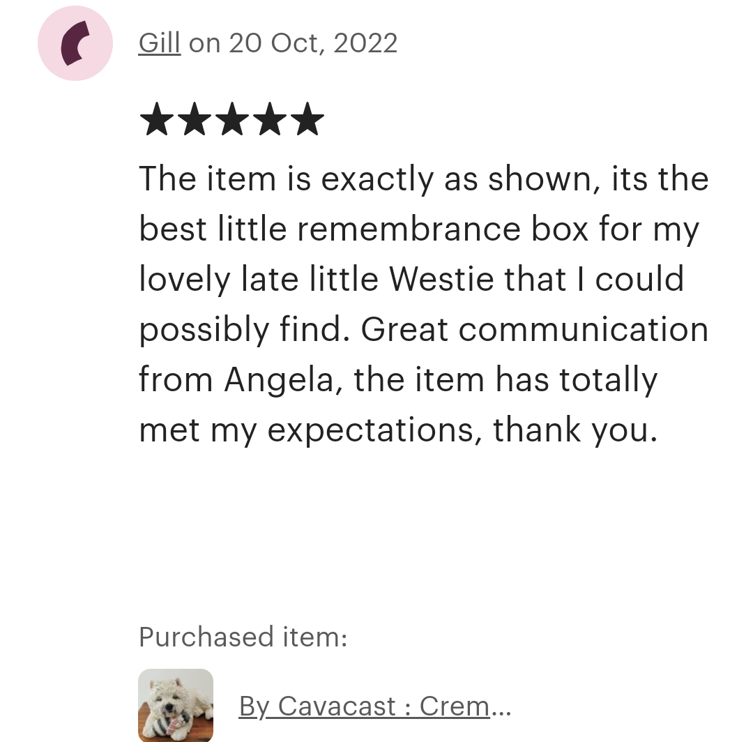 Wooden Pillbox Style Cremation Urn For West Highland White Terrier.