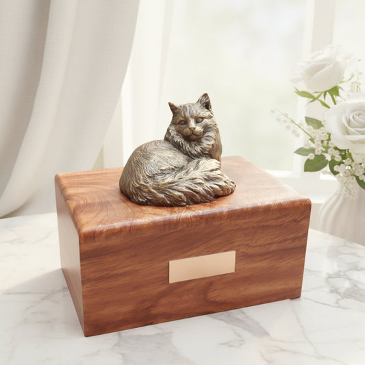 Longhaired Cat Cremation Urn for Pet Ashes