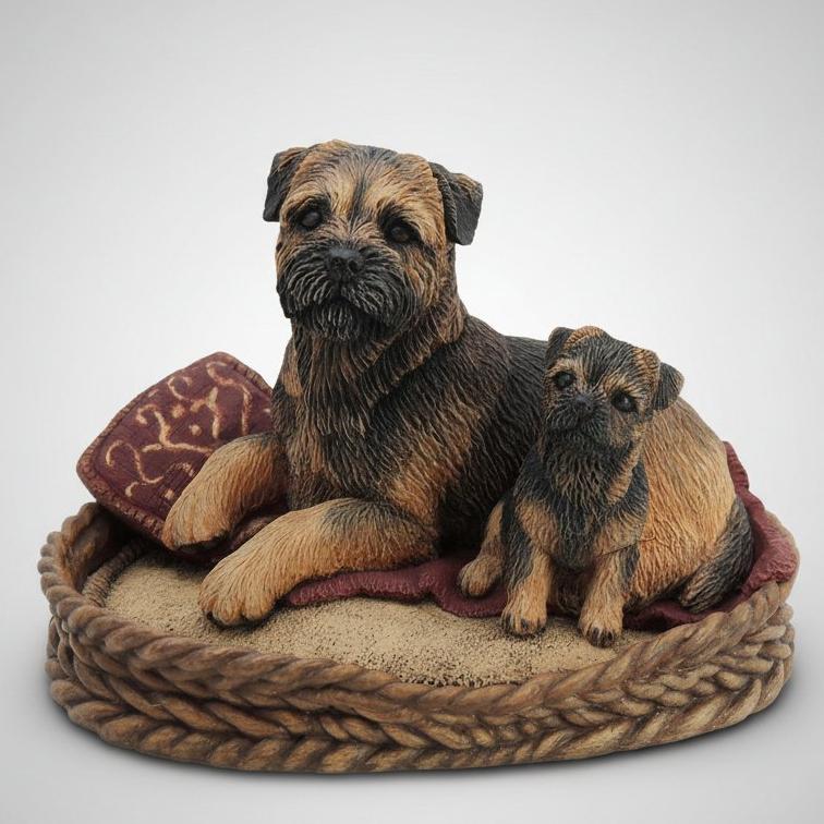 Border Terrier & Puppy Sculpture , Limited Edition