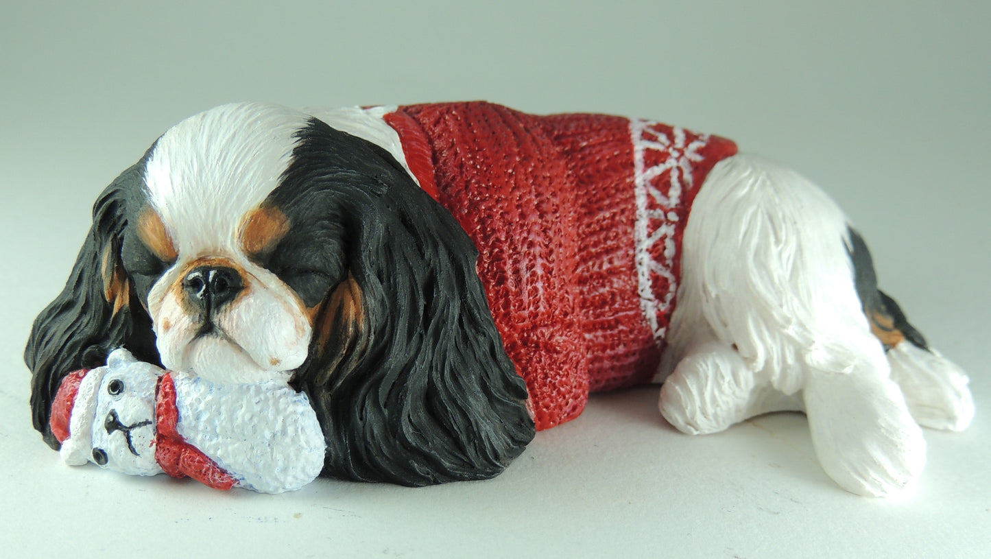 Original Sculpture of a Festive King Charles Spaniel (English Toy)