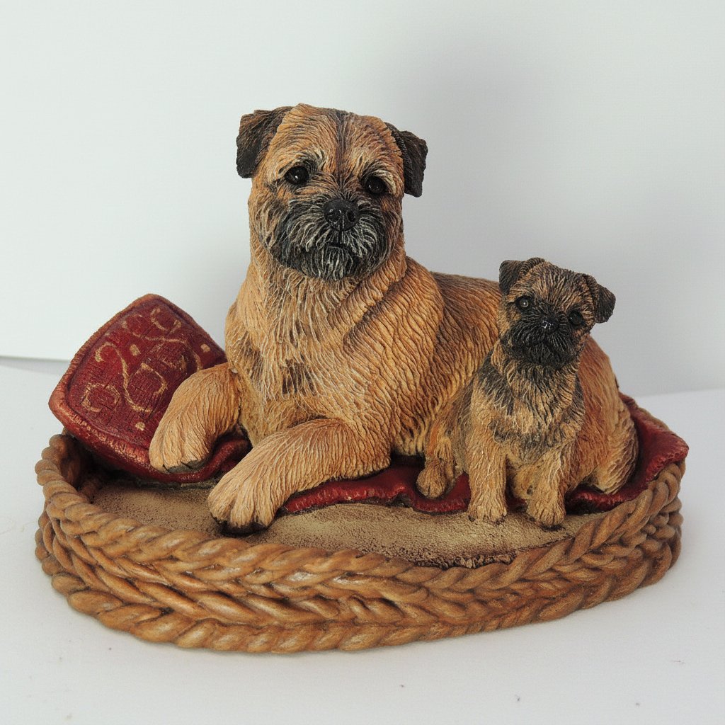 Border Terrier & Puppy Sculpture , Limited Edition