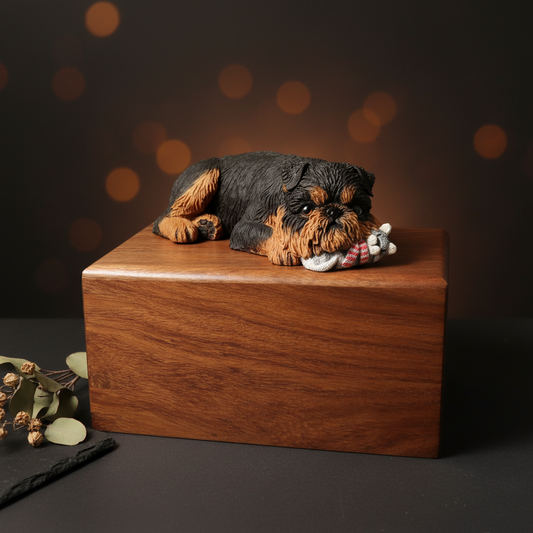 Griffon Bruxellois wood Cremation Urn For Pet Ashes