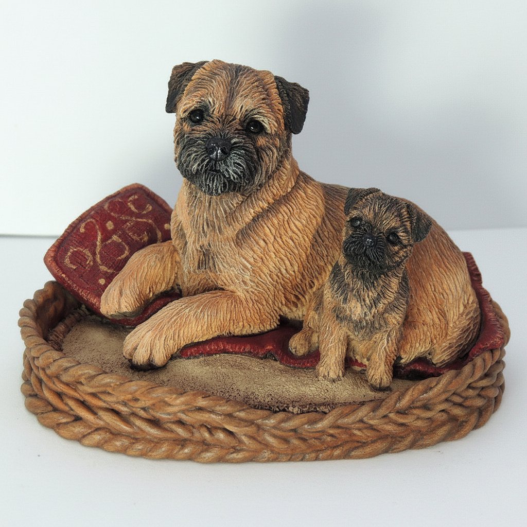Border Terrier & Puppy Sculpture , Limited Edition