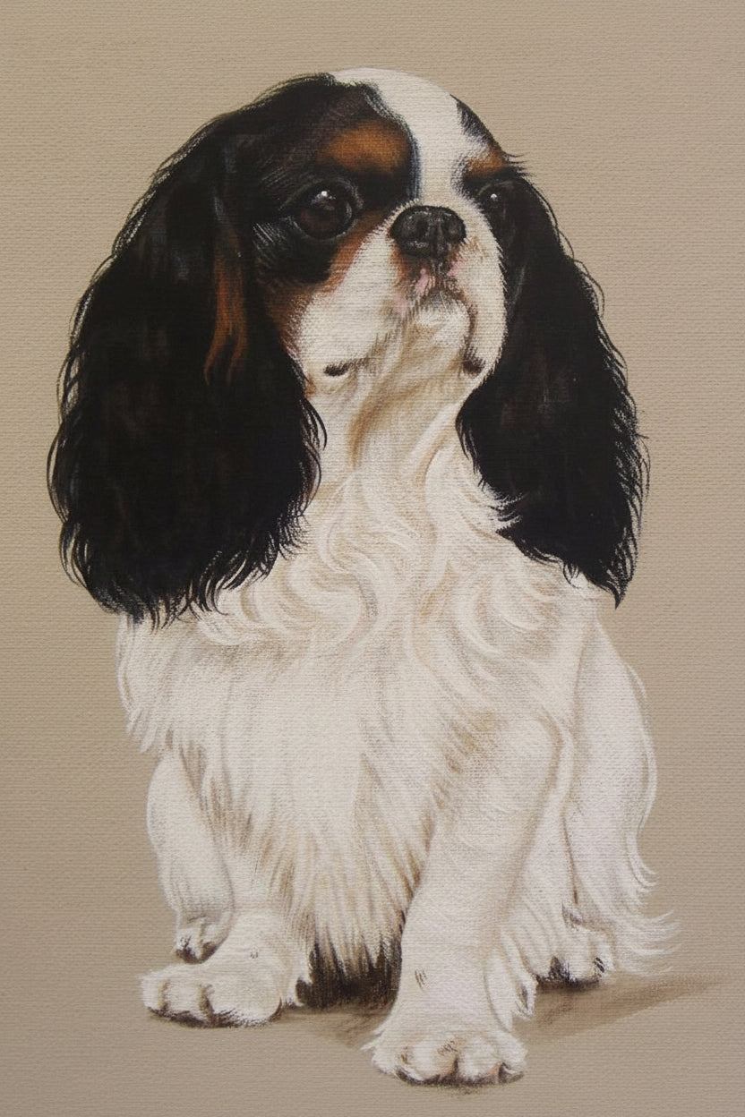 Painting of an english toy spaniel