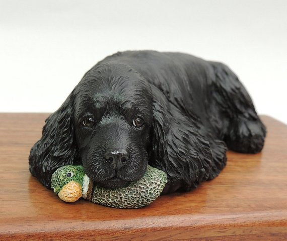 English Cocker Spaniel Wooden Cremation Urn For Ashes