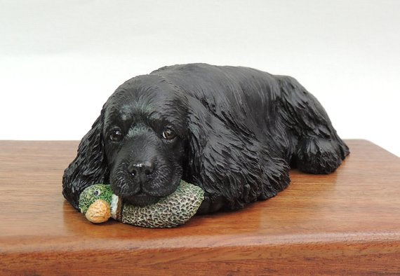 English Cocker Spaniel Wooden Cremation Urn For Ashes